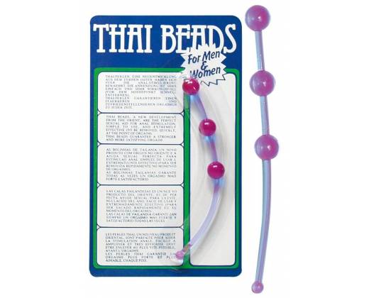Фиолетовая анальная цепочка Thai beads - 15,5 см.