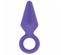 Фиолетовая анальная пробка с ручкой-кольцом LUXE CANDY RIMMER - 7,1 см.