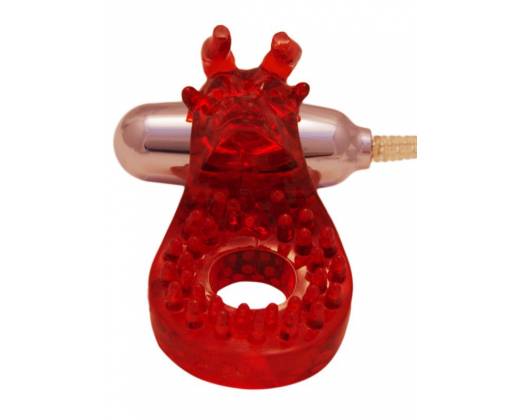 Красное эрекционное кольцо со съемным виброэлементом Bulls Eye Ring
