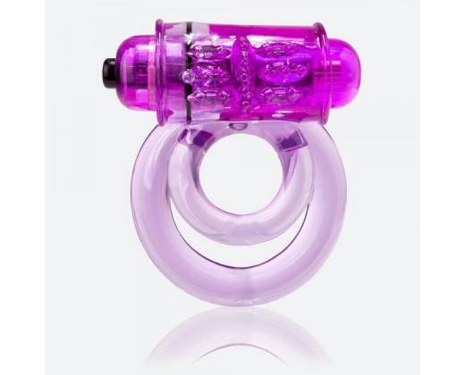 Фиолетовое двойное виброкольцо со стимулятором клитора Doubleo 6