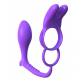 Фиолетовое эрекционное кольцо с анальным стимулятором Ass-Gasm Vibrating Rabbit