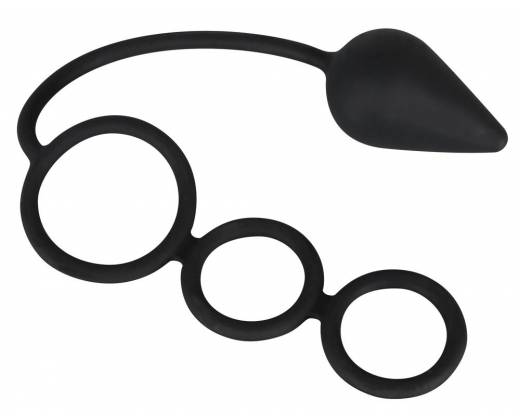 Чёрные кольца на пенис с анальным хвостом