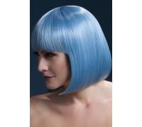Голубой парик-каре со слегка подкрученными концами и ровной челкой Elise