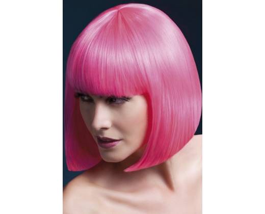 Розовый парик-каре со слегка подкрученными концами и ровной челкой Elise
