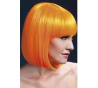 Оранжевый парик-каре со слегка подкрученными концами и ровной челкой Elise