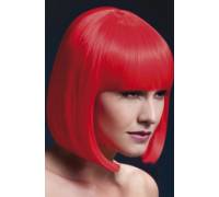 Неоново-красный парик-каре со слегка подкрученными концами и ровной челкой Elise