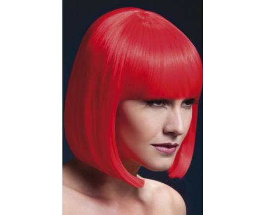 Неоново-красный парик-каре со слегка подкрученными концами и ровной челкой Elise