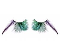 Зеленые ресницы с фиолетовыми перьями