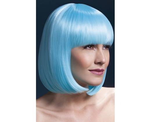 Нежно-голубой парик-каре со слегка подкрученными концами и ровной челкой Elise