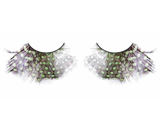Коричнево-зелёно-фиолетовые ресницы-перья