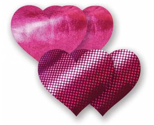 Комплект из 1 пары пурпурных пэстис-сердечек с блестками и 1 пары пурпурных пэстис-сердечек с гладкой поверхностью