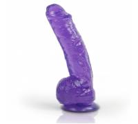 Фиолетовый фаллоимитатор на присоске из гелевого материала - 22,8 см.