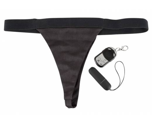 Чёрные вибротрусики Vibrating Panties с пультом управления