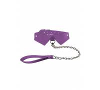 Фиолетовый кожаный воротник с поводком