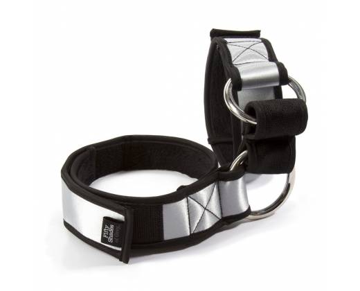 Серебристо-чёрные наручники с меховой подкладкой Promise to Obey