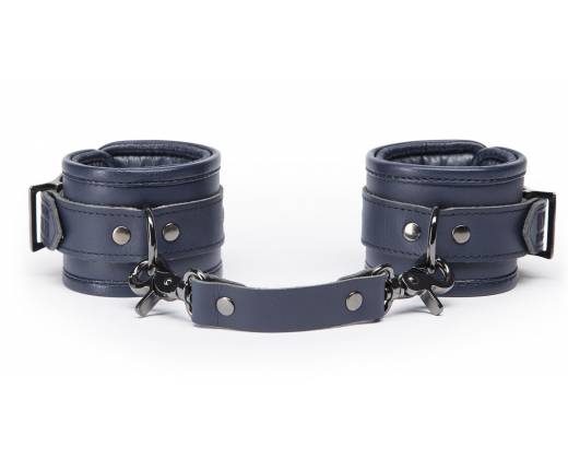 Тёмно-синие кожаные наручники DARKER LIMITED COLLECTION WRIST CUFF