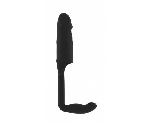 Чёрная насадка с анальной вставкой Stretchy Penis Exten and Plug No.38