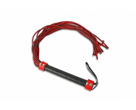 Красно-чёрная плеть-многохвостка с гладкой рукоятью - 77 см.