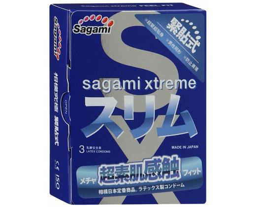Розовые презервативы Sagami Xtreme FEEL FIT 3D - 3 шт.