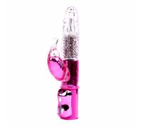 Розовый вибратор со стимулятором клитора Bright Passion Rabbit - 27 см.