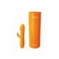 Оранжевый вибратор Adele со стимулятором клитора - 17 см.