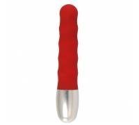 Стильный красный мини-вибратор Discretion Vibe Ribbed - 11 см.